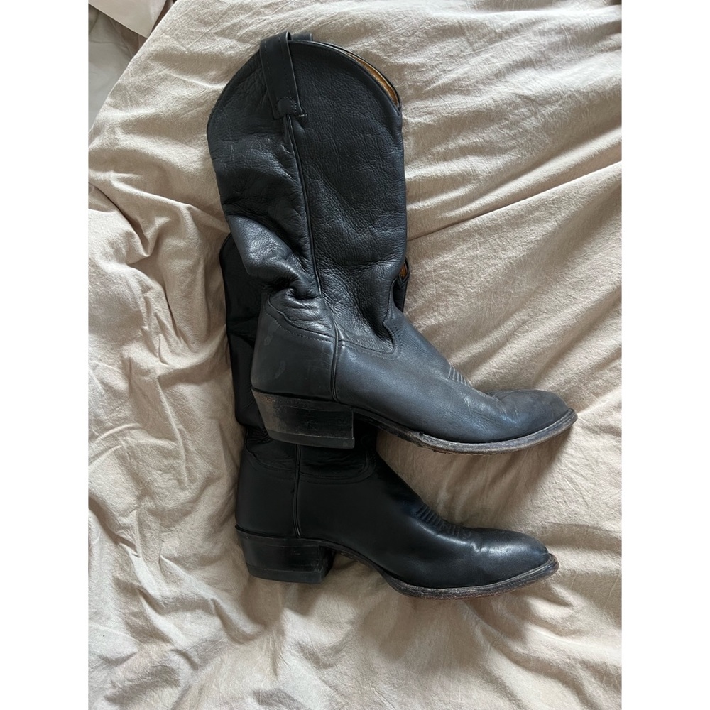 GORGEOUS supple Tony Lama leather cowboy boots : black 🖤